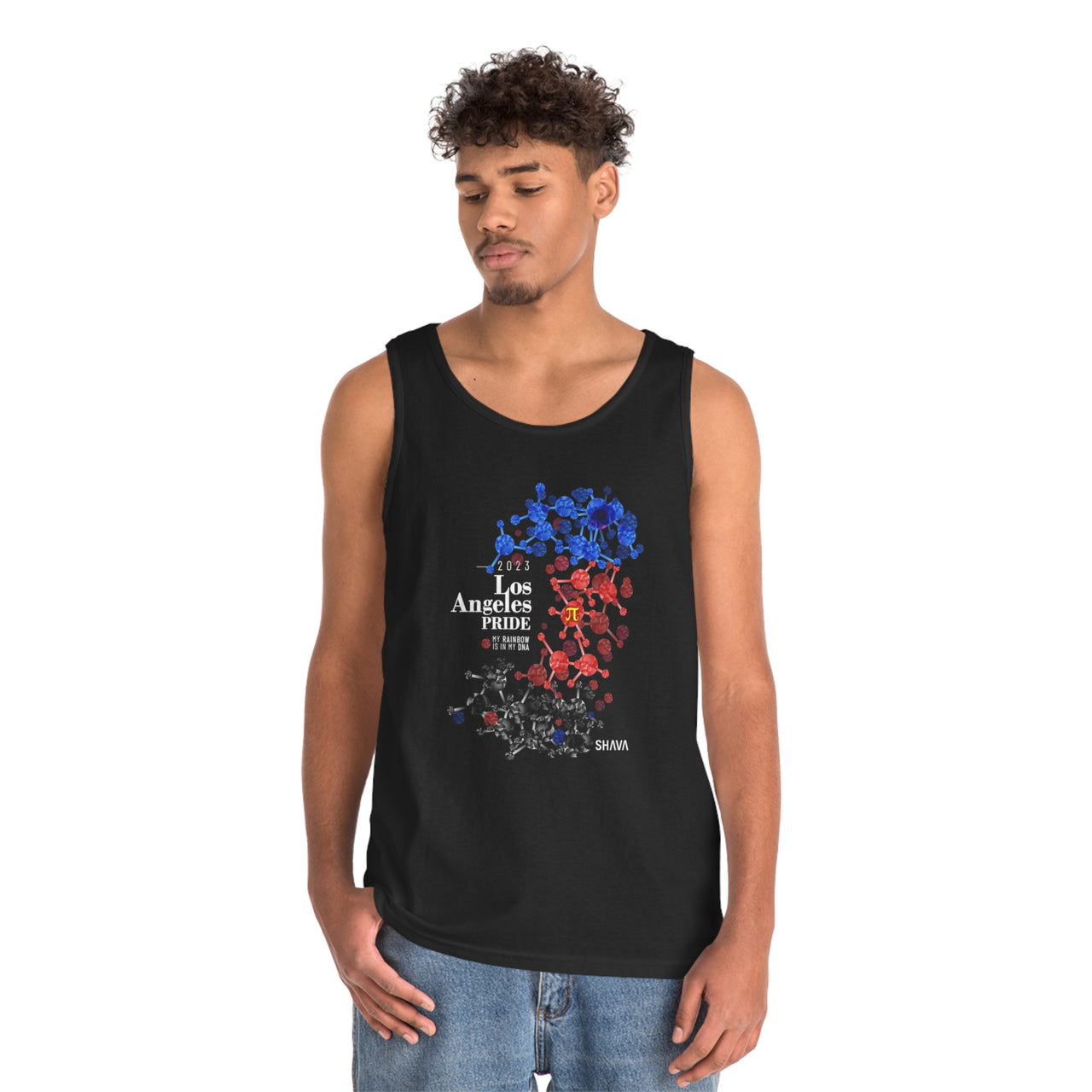 Polyamory Flag Los Angeles Pride Heavy Cotton Tank Top Unisex Size - My Rainbow Is In My DNA Printify