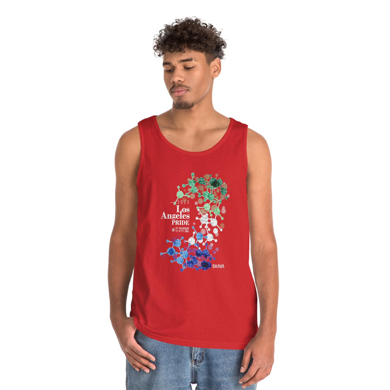 Gay Flag Los Angeles Pride Heavy Cotton Tank Top Unisex Size - My Rainbow Is In My DNA Printify