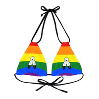 Thumbnail for Two Spirit Pride Flag Strappy Triangle Bikini Top Printify