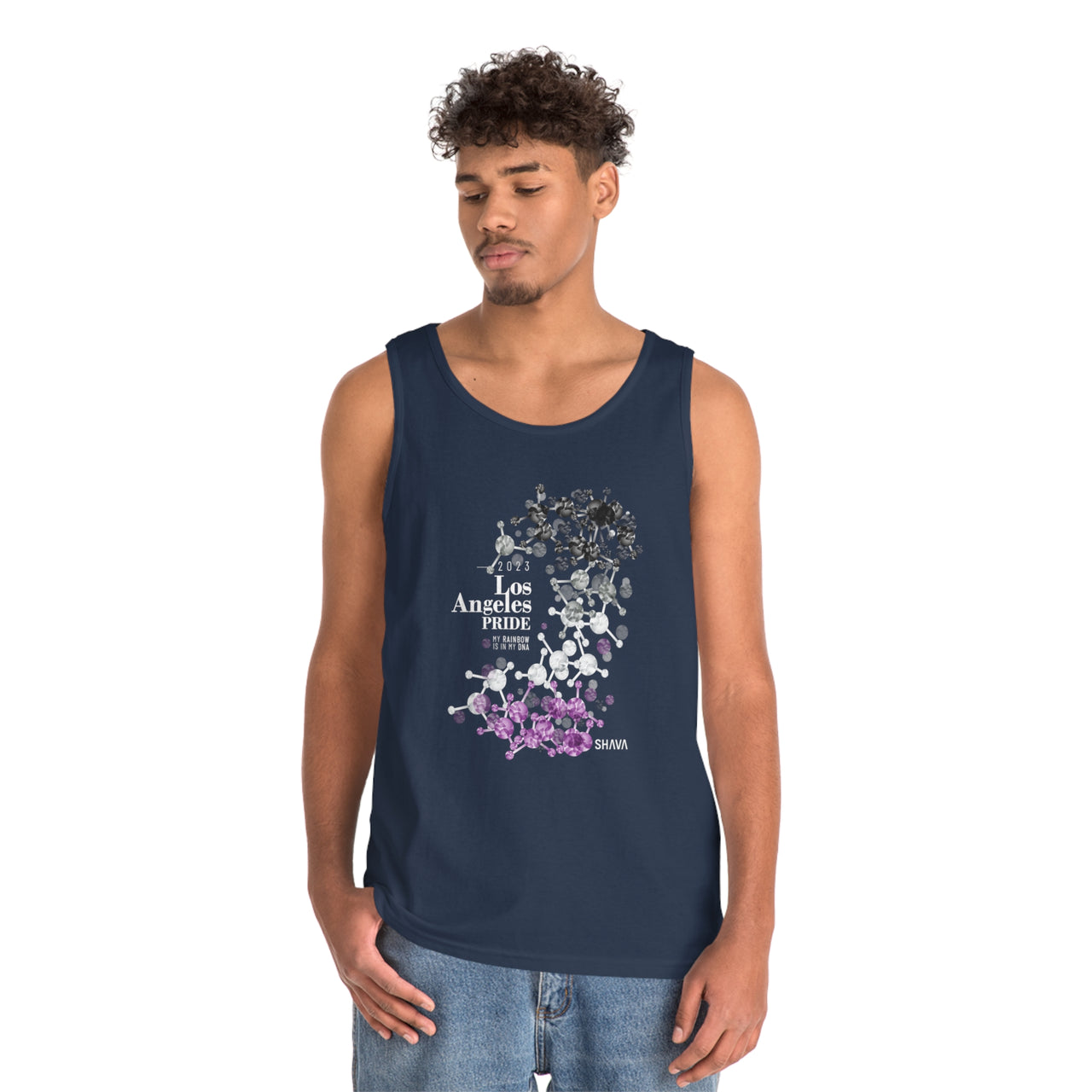 Asexual Flag Los Angeles Pride Heavy Cotton Tank Top Unisex Size - My Rainbow Is In My DNA Printify