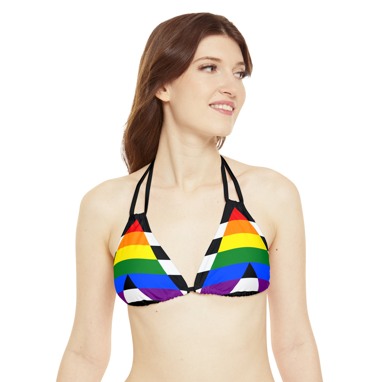 Straight Ally Pride Flag Strappy Triangle Bikini Top Printify