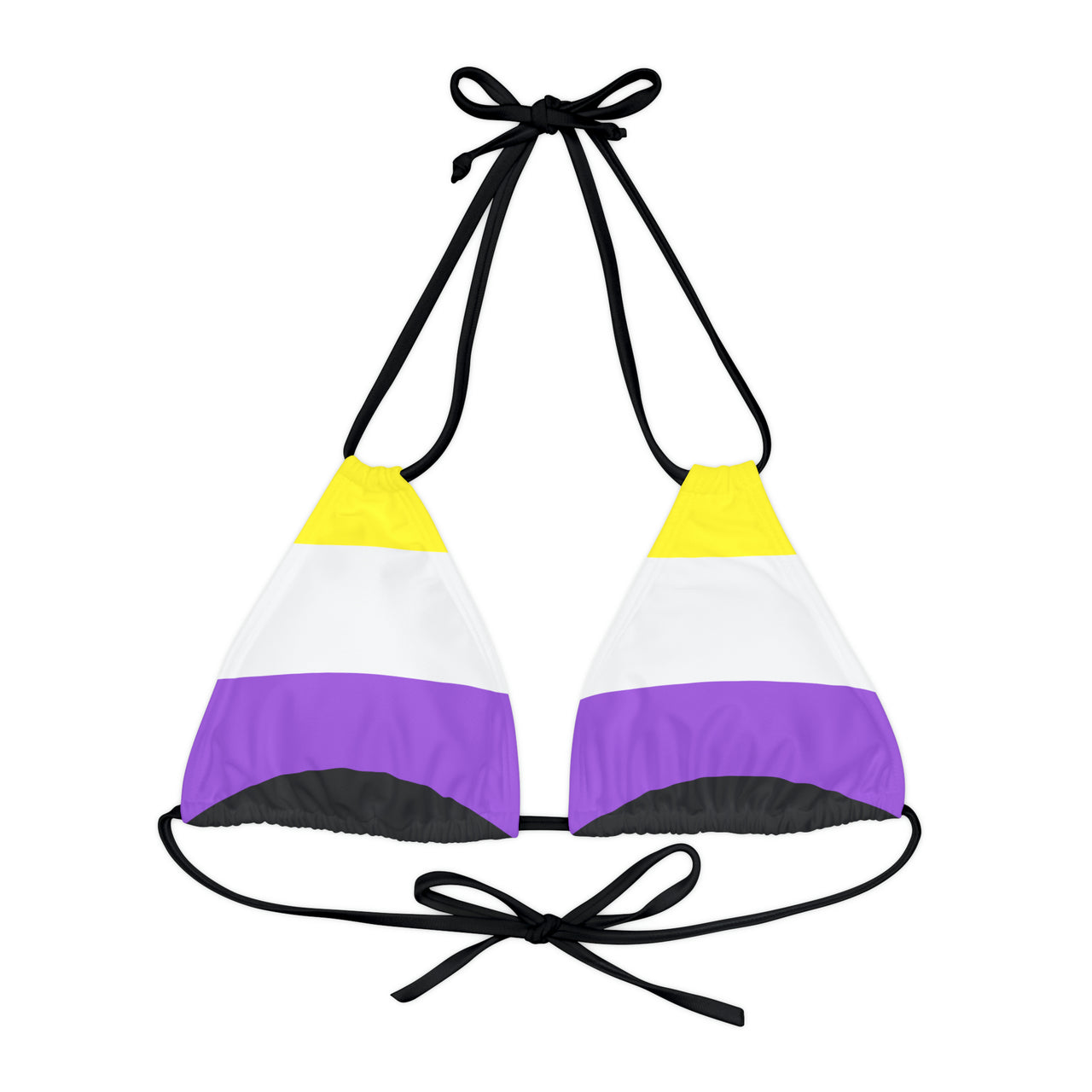 Non Binary Pride Flag Strappy Triangle Bikini Top Printify