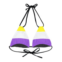 Thumbnail for Non Binary Pride Flag Strappy Triangle Bikini Top Printify