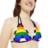Thumbnail for Straight Ally Pride Flag Strappy Triangle Bikini Top Printify
