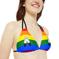 Thumbnail for Two Spirit Pride Flag Strappy Triangle Bikini Top Printify