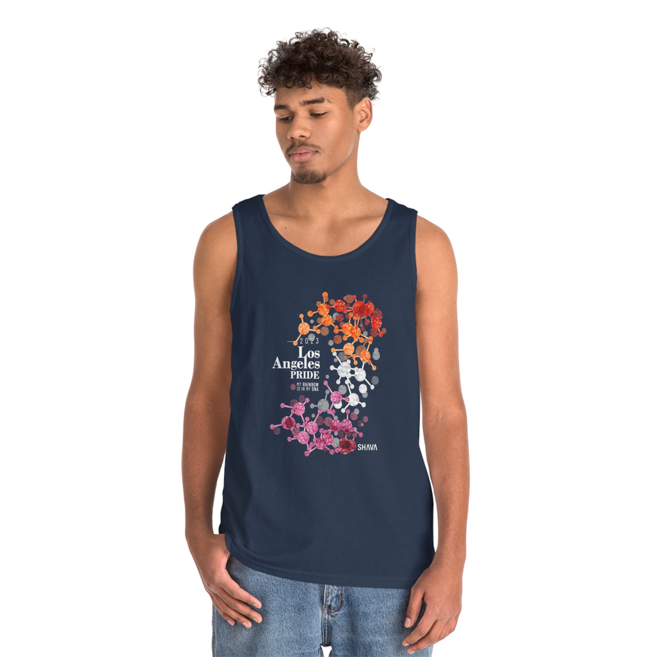 Lesbian Flag Los Angeles Pride Heavy Cotton Tank Top Unisex Size - My Rainbow Is In My DNA Printify