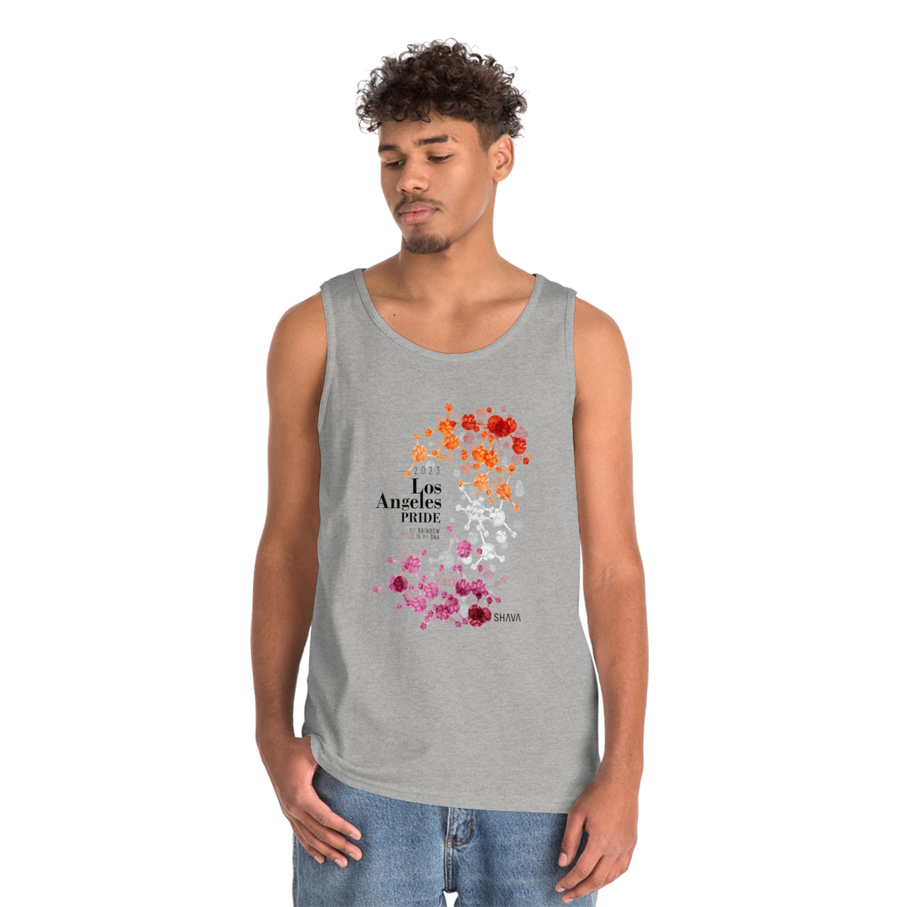 Lesbian Flag Los Angeles Pride Heavy Cotton Tank Top Unisex Size - My Rainbow Is In My DNA Printify