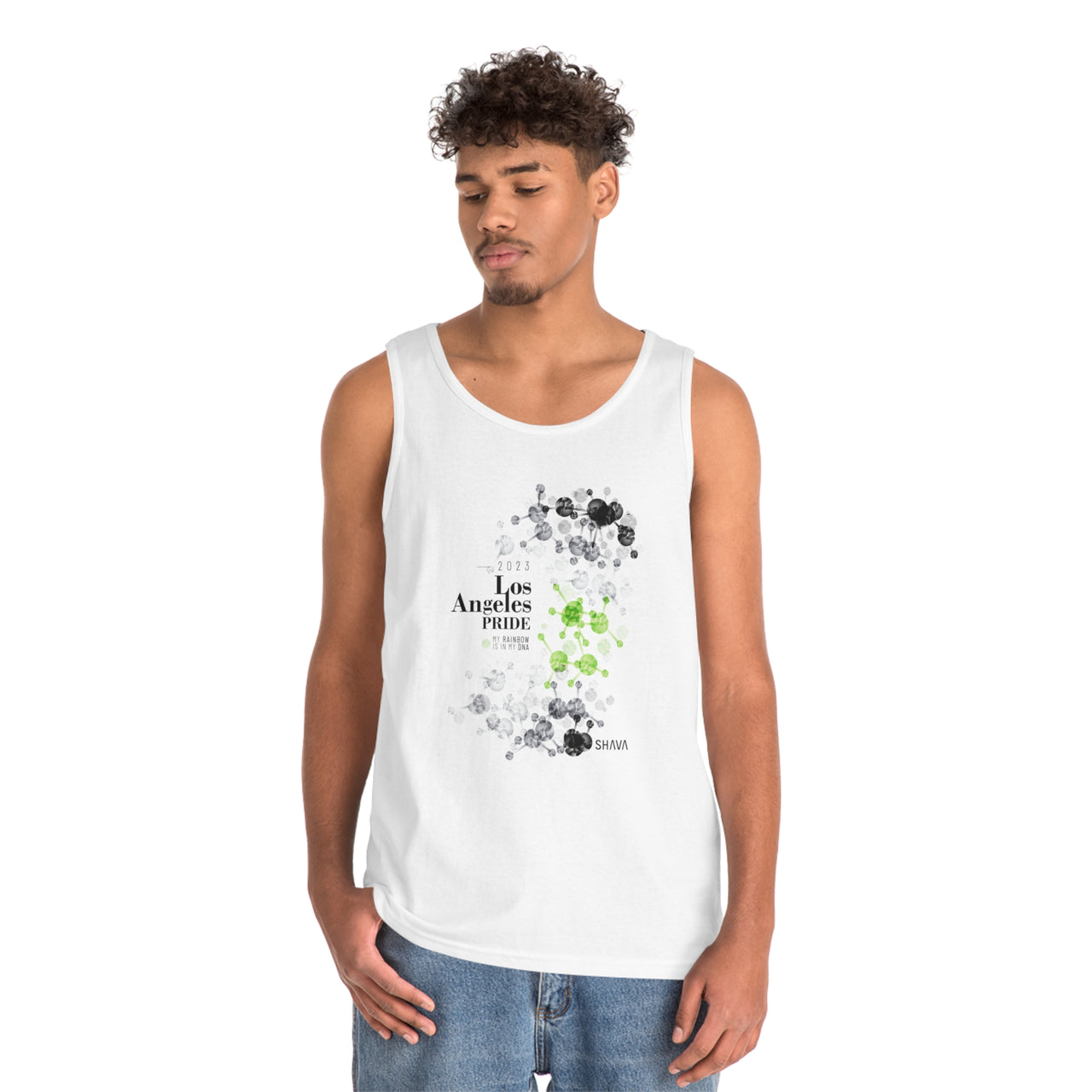 Agender Flag Los Angeles Pride Heavy Cotton Tank Top Unisex Size - My Rainbow Is In My DNA Printify