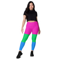 Thumbnail for Polysexual Flag LGBTQ Pockets Leggings Women’s Size SHAVA
