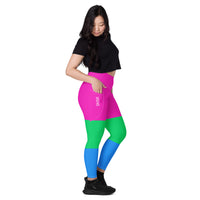 Thumbnail for Polysexual Flag LGBTQ Pockets Leggings Women’s Size SHAVA