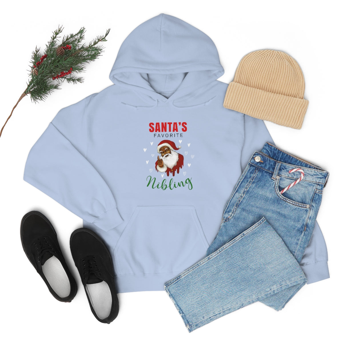 Christmas Custom Hoodie Unisex Custom Hoodie , Hooded Sweatshirt , SANTA’S FAVORITE Nibling Printify