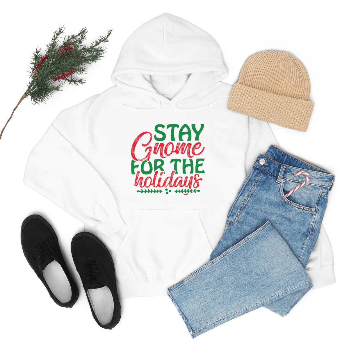 Merry Christmas Hoodie Unisex Custom Hoodie , Hooded Sweatshirt , Stay Gnome for the Holidays Printify