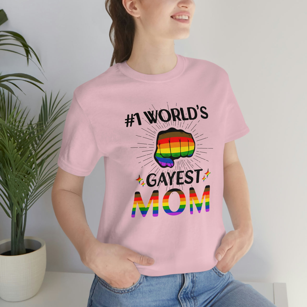 Philadelphia Pride Flag Mother's Day Unisex Short Sleeve Tee - #1 World's Gayest Mom SHAVA CO