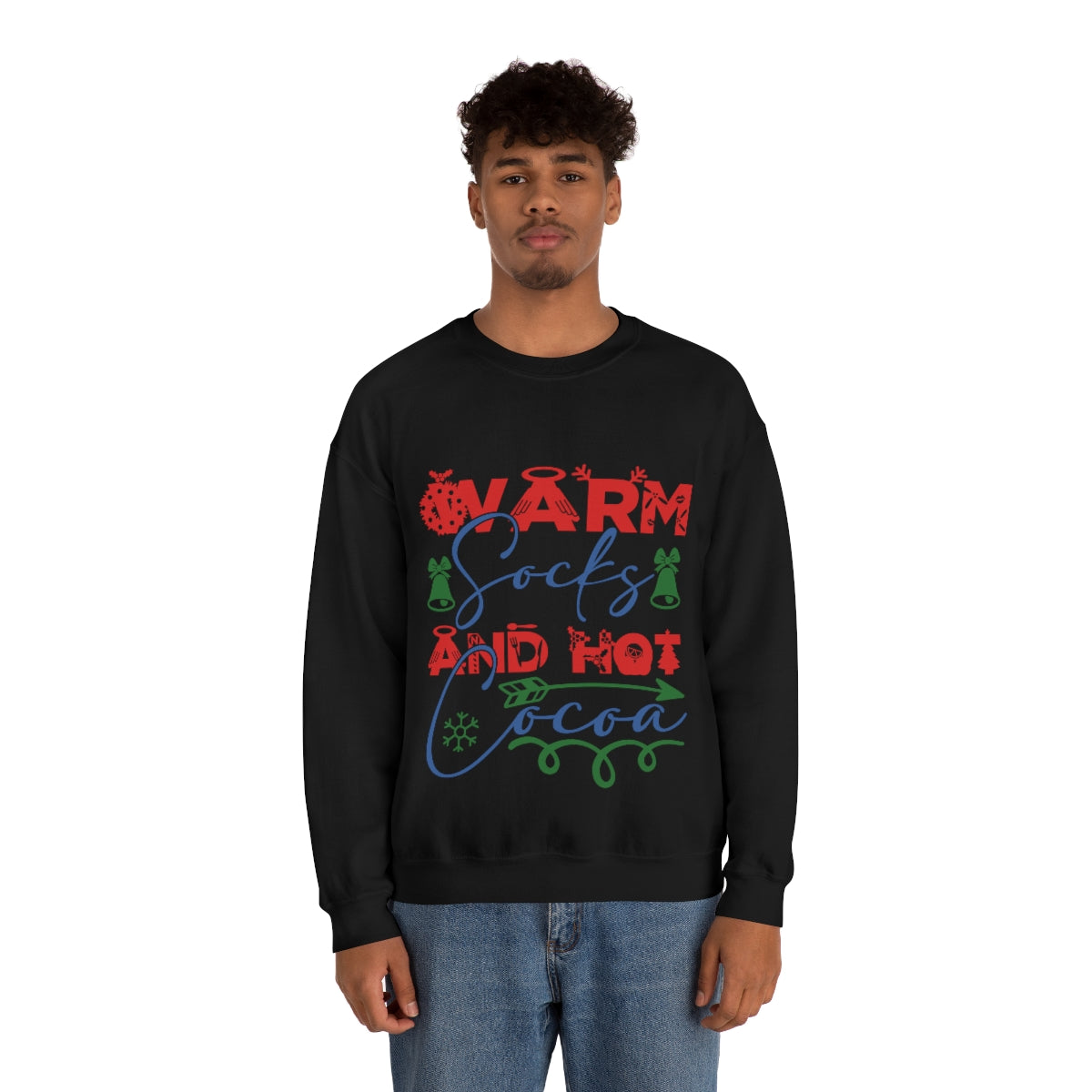 Merry Christmas Unisex Sweatshirts , Sweatshirt , Women Sweatshirt , Men Sweatshirt ,Crewneck Sweatshirt, Warm socks and hot cocoa Printify