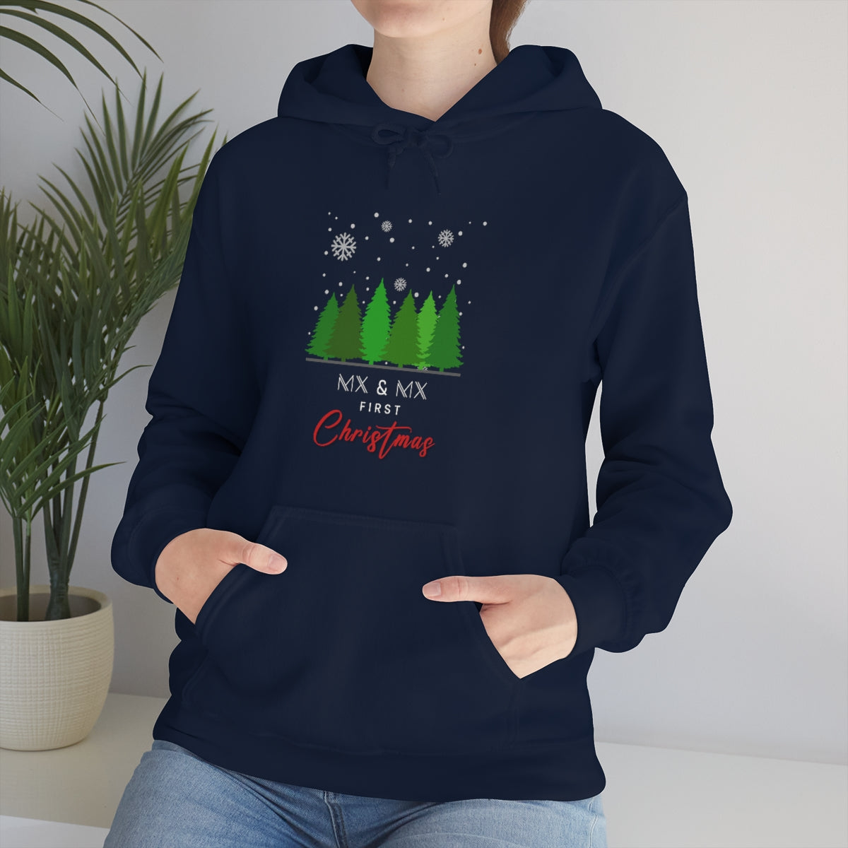 Christmas Custom Hoodie Unisex Custom Hoodie , Hooded Sweatshirt , Mx & Mx First Christmas Printify