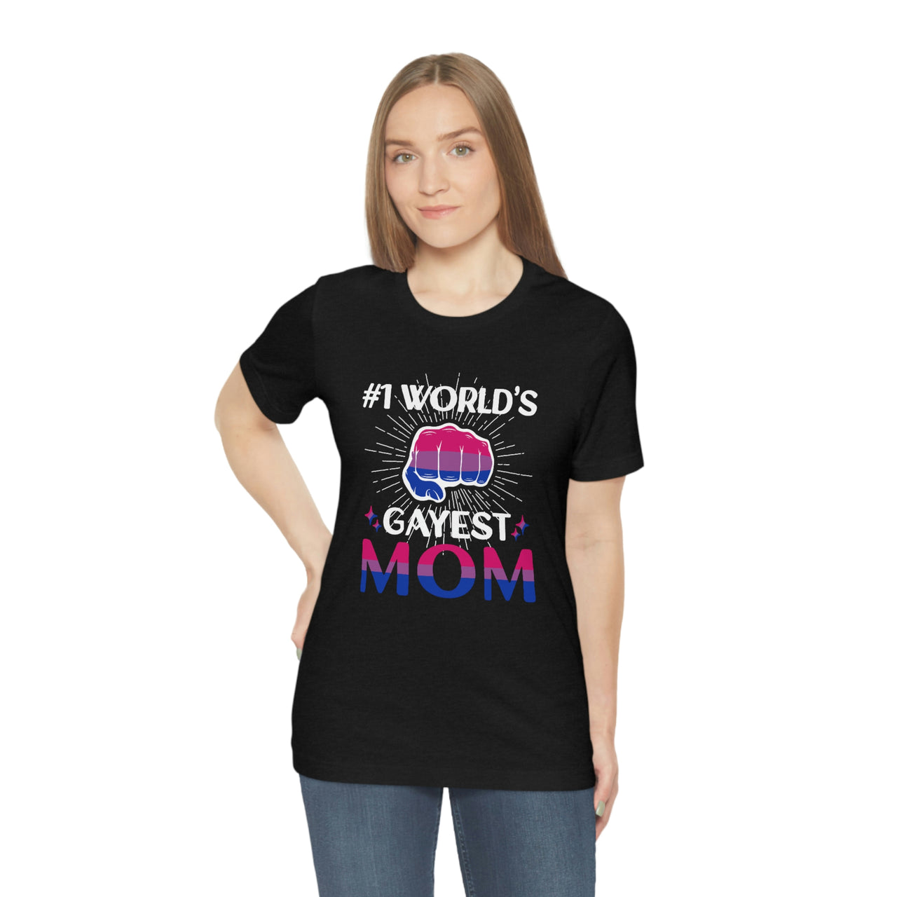 Bisexual Pride Flag Mother's Day Unisex Short Sleeve Tee - #1 World's Gayest Mom SHAVA CO