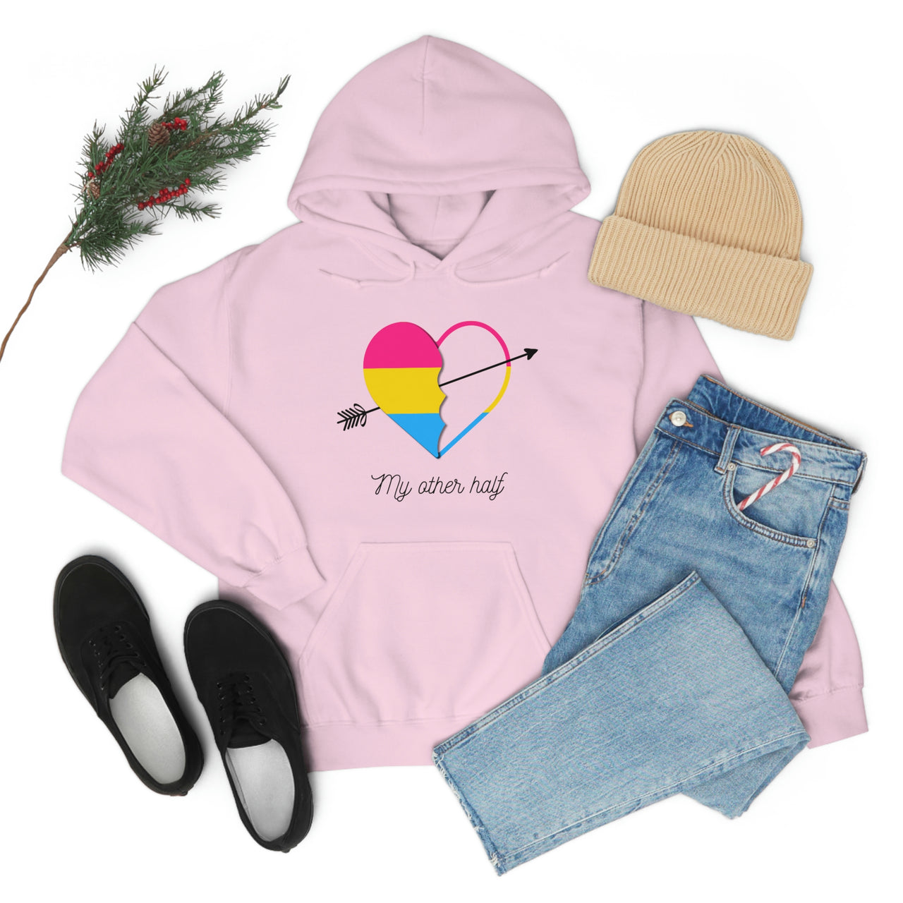 Pansexual Flag LGBTQ Affirmation Hoodie Unisex Size - The Other Half Printify