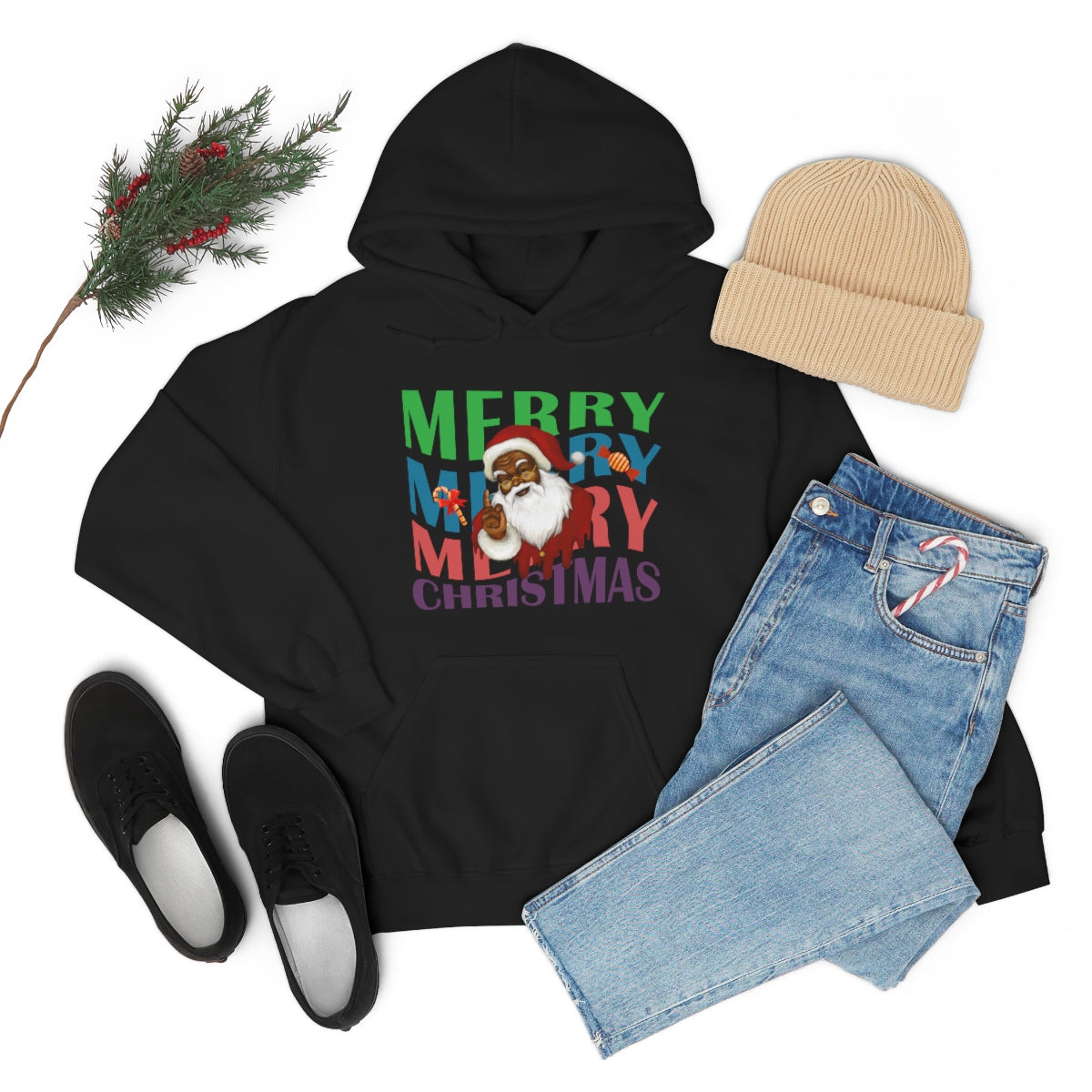 Merry Christmas Hoodie Unisex Custom Hoodie , Hooded Sweatshirt ,Merry Merry Merry Christmas Printify