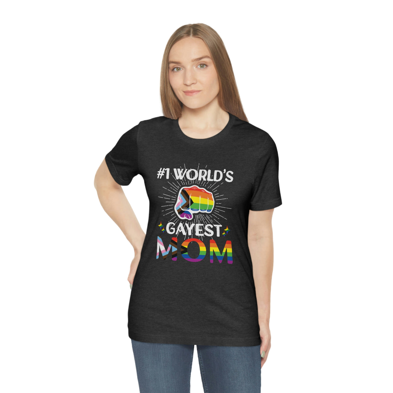 Progress Pride Flag Mother's Day Unisex Short Sleeve Tee - #1 World's Gayest Mom SHAVA CO