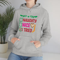 Thumbnail for Merry Christmas Hoodie Unisex Custom Hoodie , Hooded Sweatshirt , Naughty Nice I Tried Printify