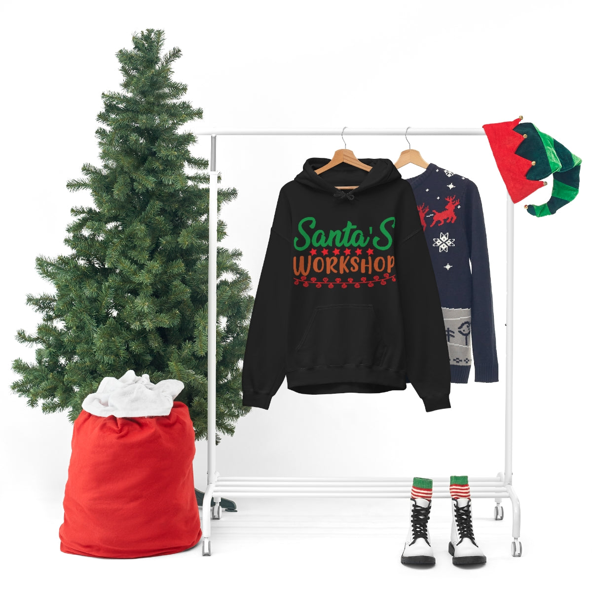 Merry Christmas Hoodie Unisex Custom Hoodie , Hooded Sweatshirt , Santa's Workshop Printify