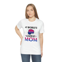 Thumbnail for Bisexual Pride Flag Mother's Day Unisex Short Sleeve Tee - #1 World's Gayest Mom SHAVA CO