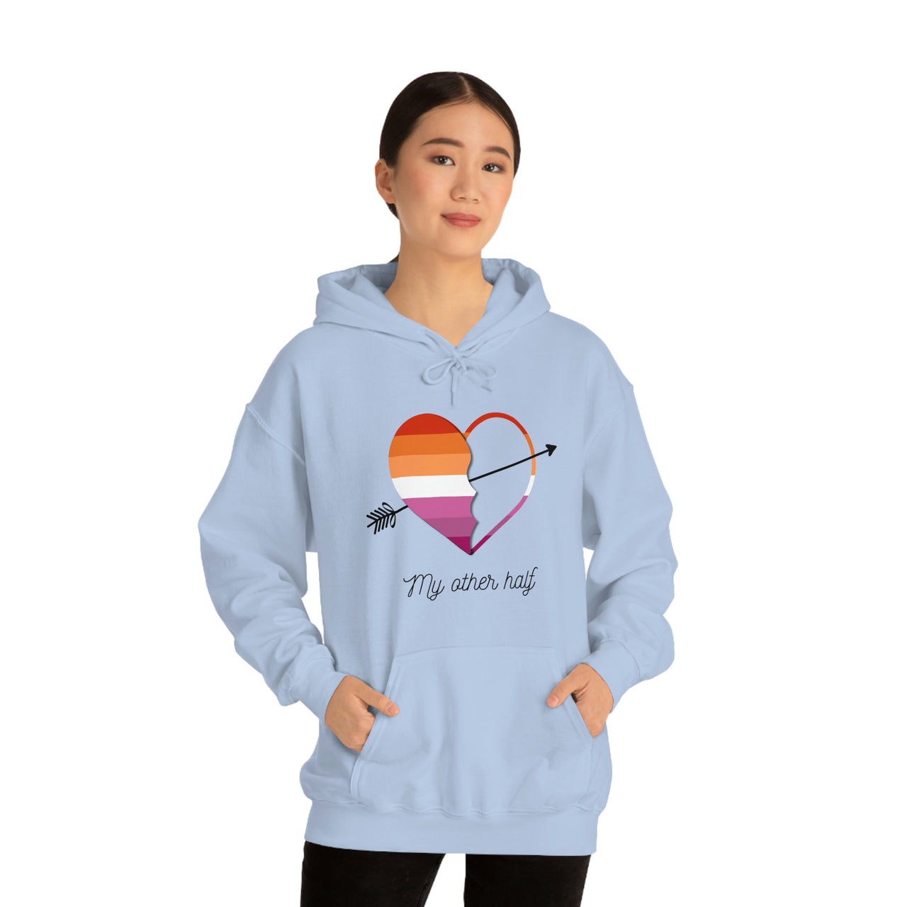 Lesbian  Flag LGBTQ Affirmation Hoodie Unisex Size - The Other Half Printify