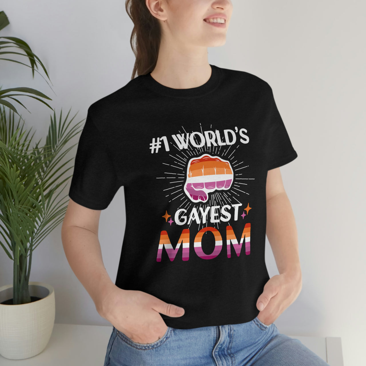 Lesbian Pride Flag Mother's Day Unisex Short Sleeve Tee - #1 World's Gayest Mom SHAVA CO