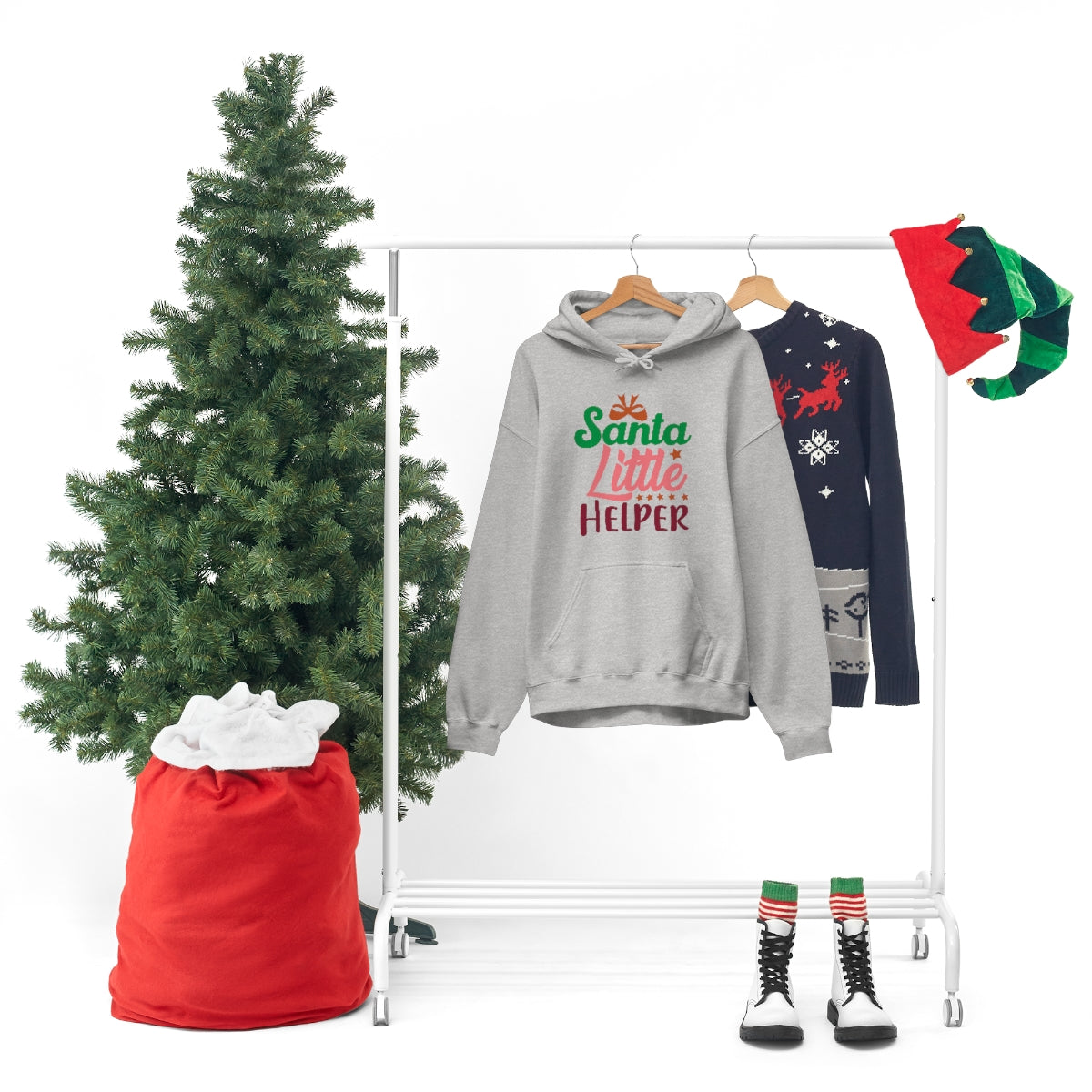 Merry Christmas Hoodie Unisex Custom Hoodie , Hooded Sweatshirt , Santa Little Helper Printify