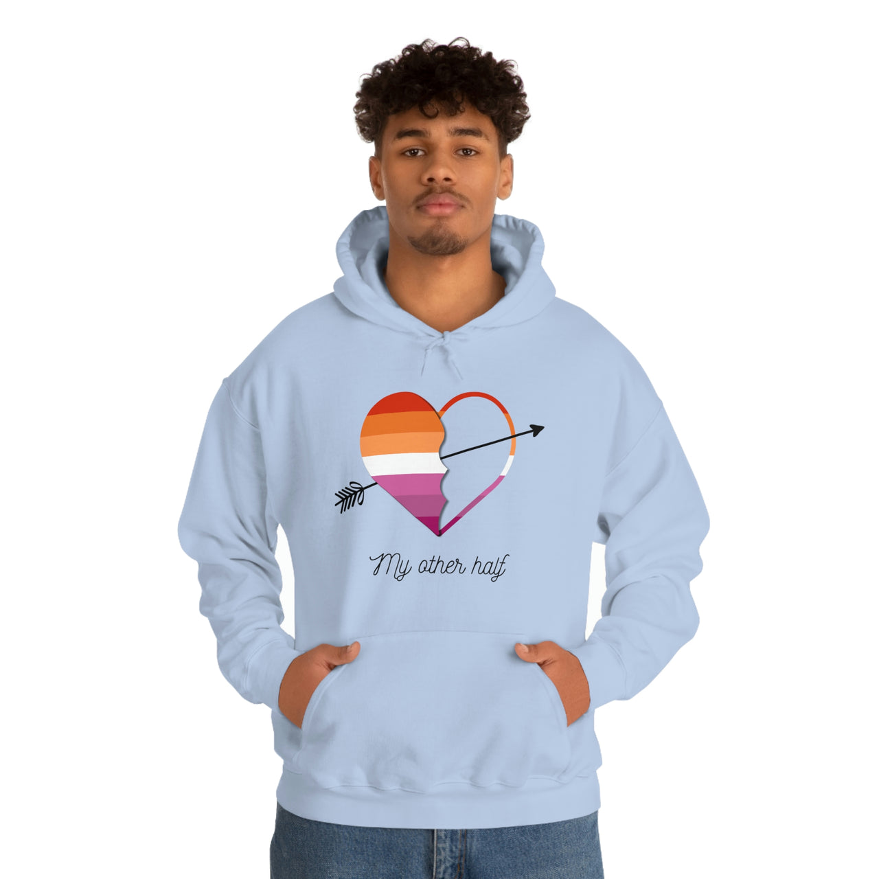 Lesbian  Flag LGBTQ Affirmation Hoodie Unisex Size - The Other Half Printify