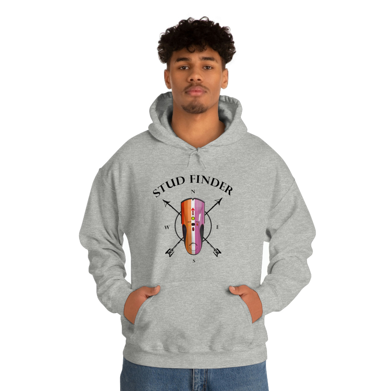 Stud Finder Flag LGBTQ Affirmation Hoodie Unisex Size - The Other Half Printify