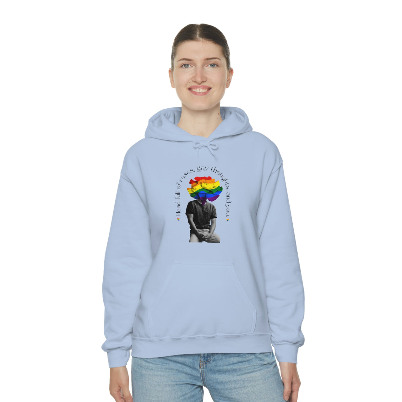 Lgbt Flag LGBTQ Affirmation Hoodie Unisex Size - Head Full Of Roses Printify