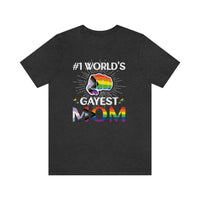 Thumbnail for Progress Pride Flag Mother's Day Unisex Short Sleeve Tee - #1 World's Gayest Mom SHAVA CO