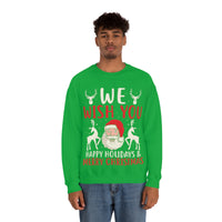 Thumbnail for Merry Christmas Unisex Sweatshirts , Sweatshirt , Women Sweatshirt , Men Sweatshirt ,Crewneck Sweatshirt, WE WISH YOU HAPPY HOLIDAYS & MERRY CHRISTMAS Printify