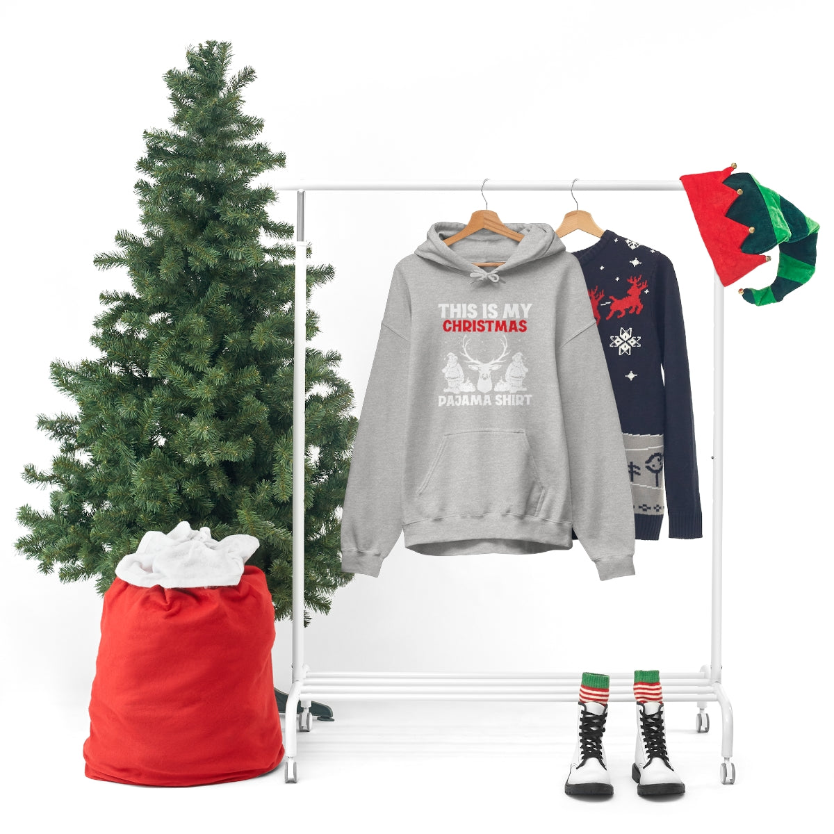 Merry Christmas Hoodie Unisex Custom Hoodie , Hooded Sweatshirt , THIS IS MY CHRISTMAS PAJAMA SHIRT Printify