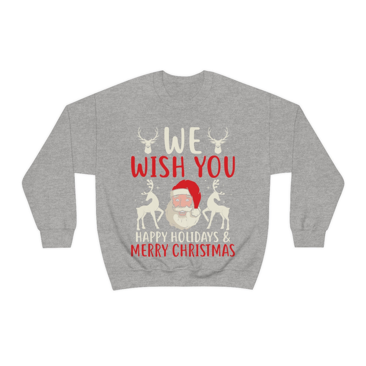 Merry Christmas Unisex Sweatshirts , Sweatshirt , Women Sweatshirt , Men Sweatshirt ,Crewneck Sweatshirt, WE WISH YOU HAPPY HOLIDAYS & MERRY CHRISTMAS Printify
