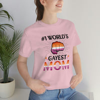 Thumbnail for Lesbian Pride Flag Mother's Day Unisex Short Sleeve Tee - #1 World's Gayest Mom SHAVA CO