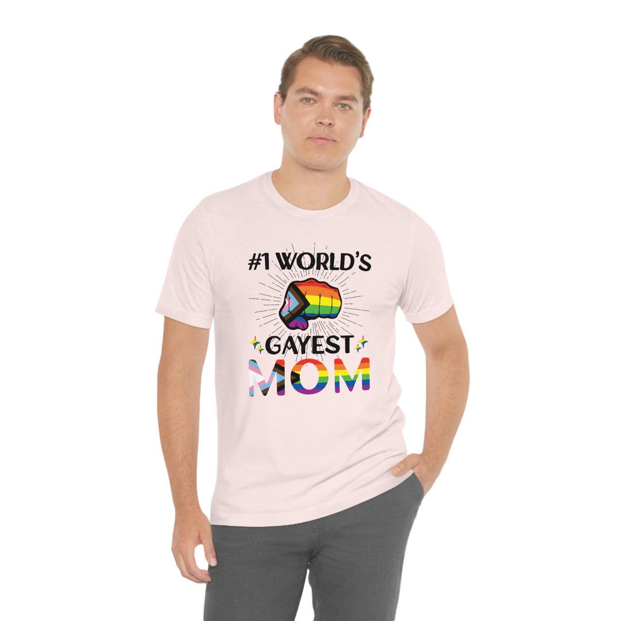 Progress Pride Flag Mother's Day Unisex Short Sleeve Tee - #1 World's Gayest Mom SHAVA CO