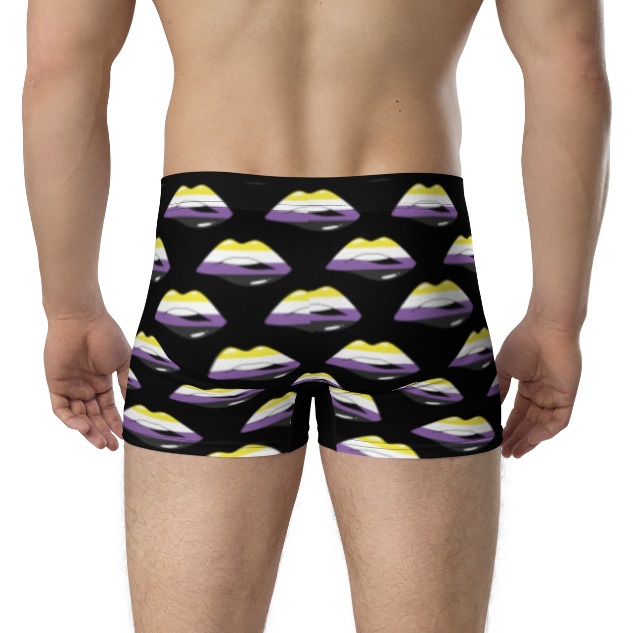 Non-Binary Flag LGBTQ Kisses Underwear for Her/Him or They/Them - Black SHAVA