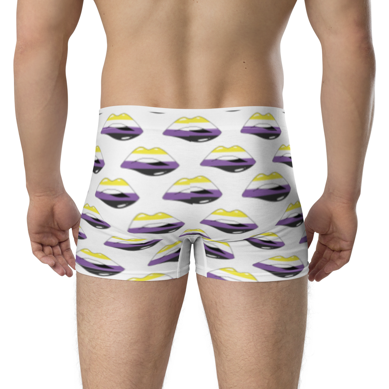 Non-Binary Flag LGBTQ Kisses Underwear for Her/Him or They/Them - White SHAVA