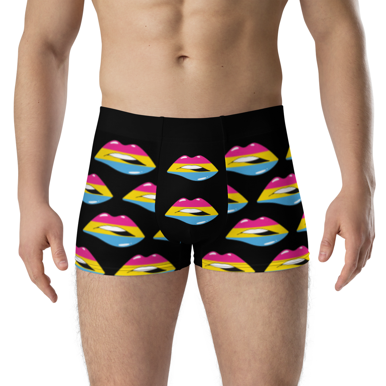 Pansexual Flag LGBTQ Kisses Underwear for Her/Him or They/Them - Black SHAVA