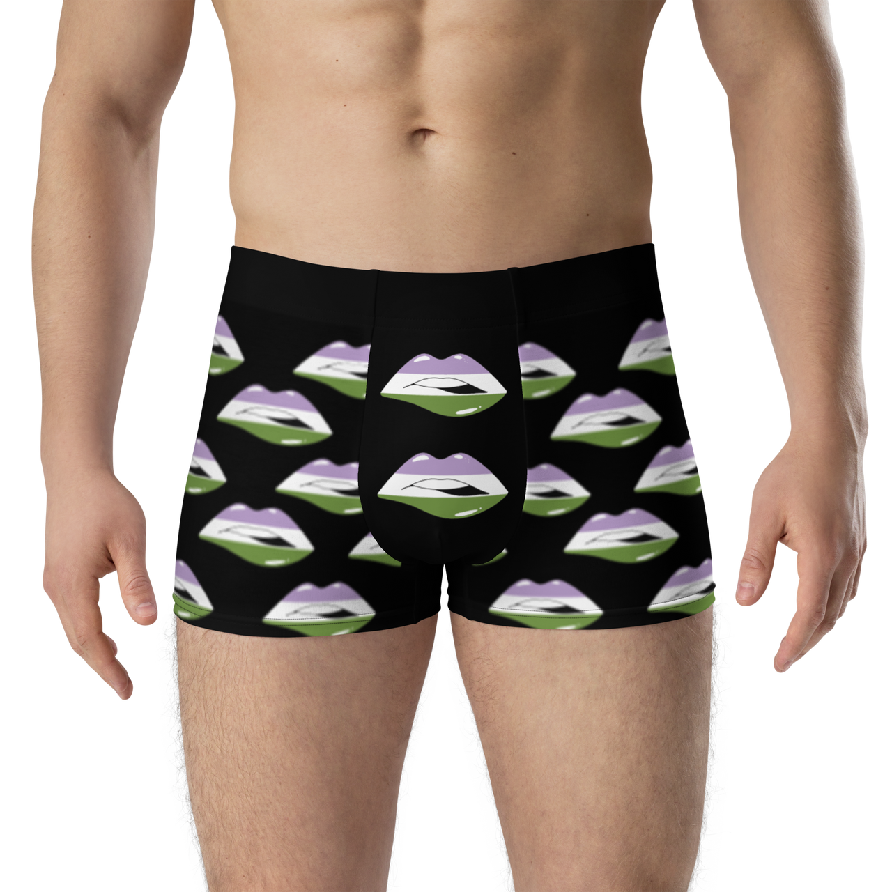 Genderqueer Flag LGBTQ Kisses Underwear for Her/Him or They/Them - Black SHAVA
