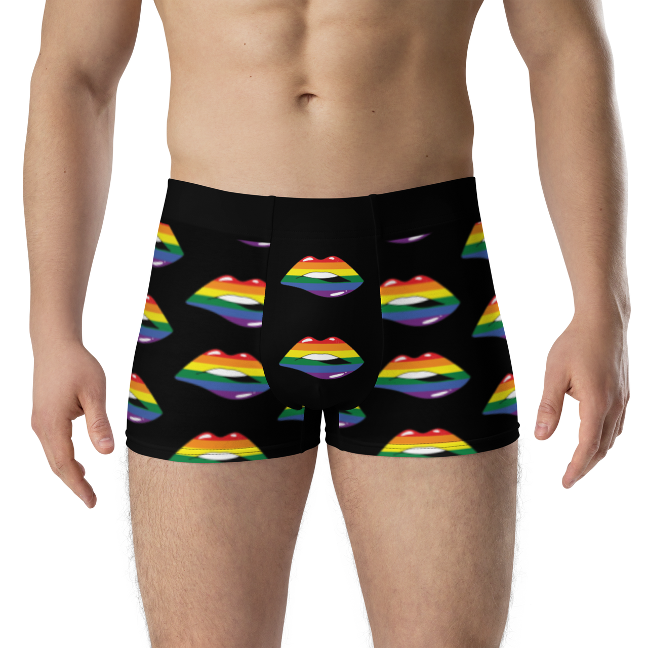 LGBTQ Flag Kisses Underwear for Her/Him or They/Them - Black SHAVA