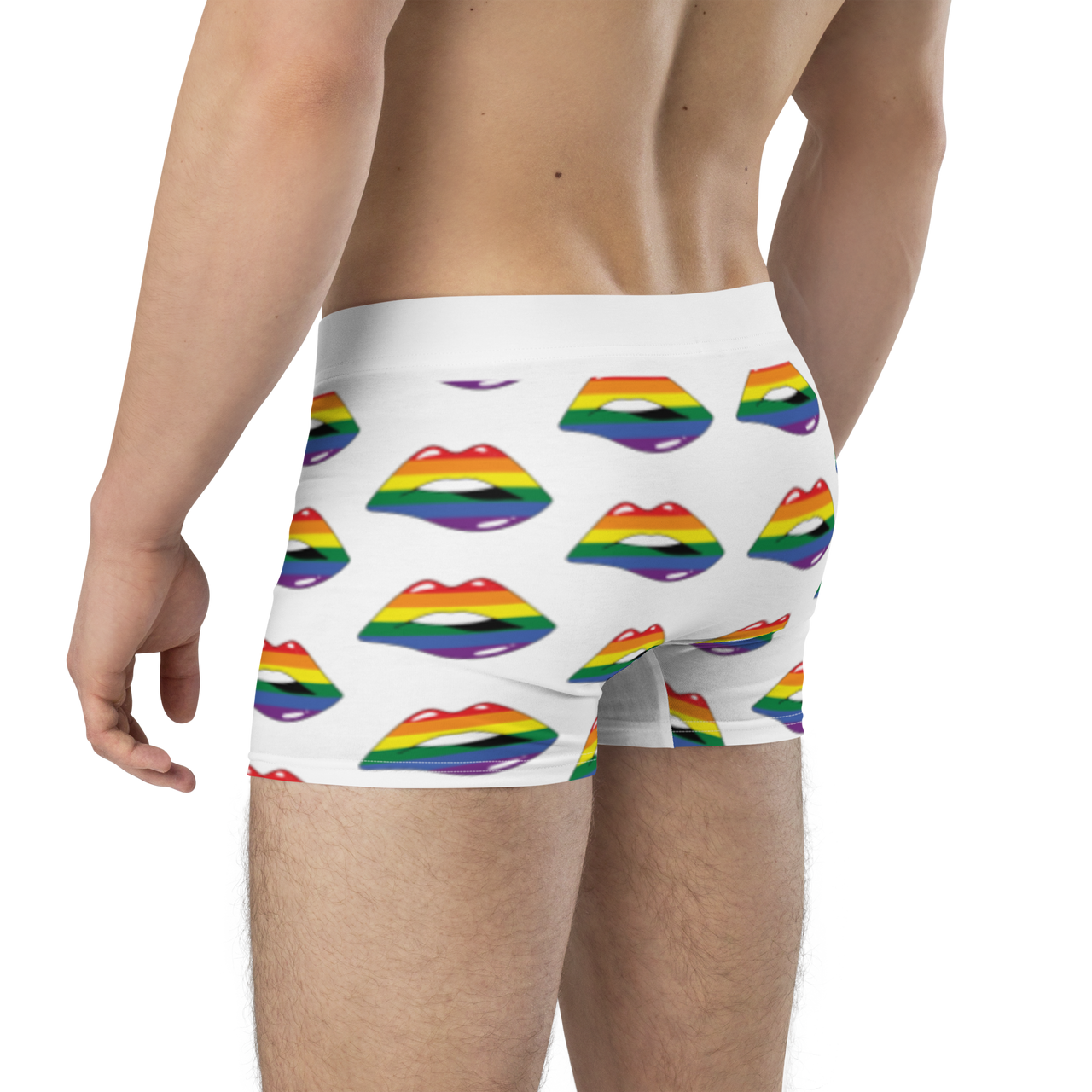 LGBTQ Flag Kisses Underwear for Her/Him or They/Them - White SHAVA