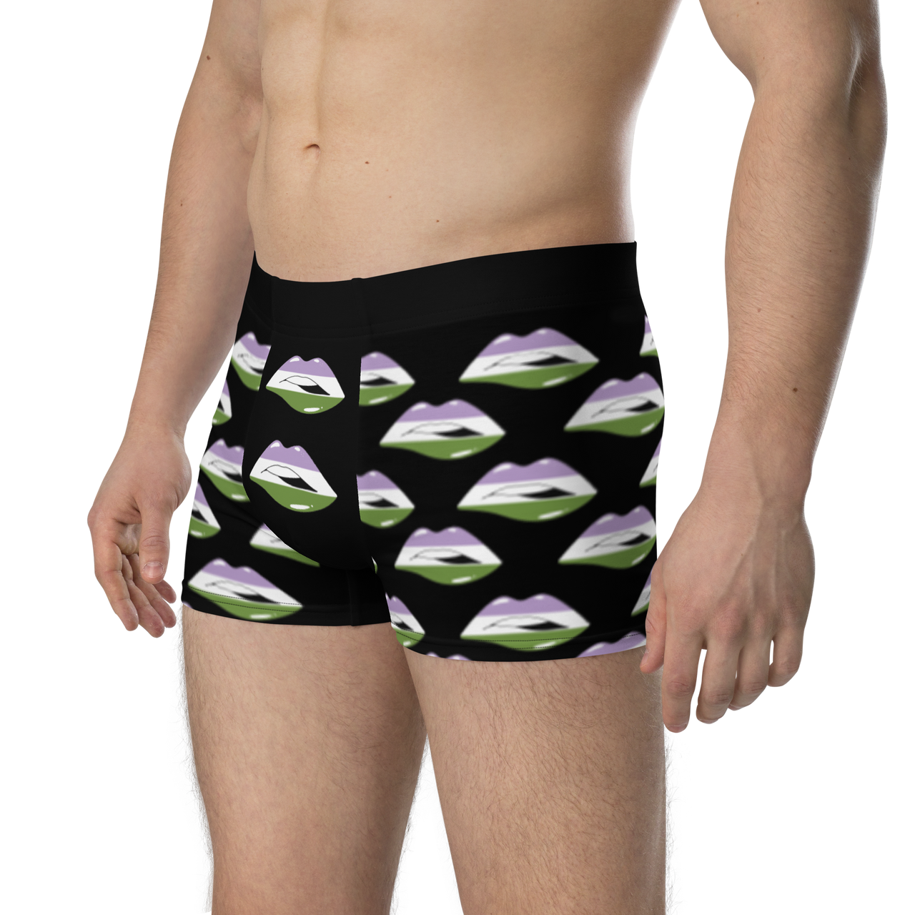 Genderqueer Flag LGBTQ Kisses Underwear for Her/Him or They/Them - Black SHAVA