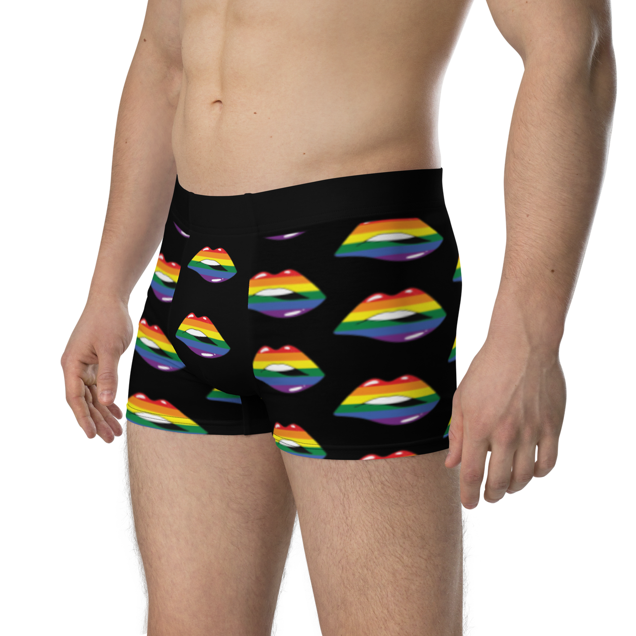 LGBTQ Flag Kisses Underwear for Her/Him or They/Them - Black SHAVA