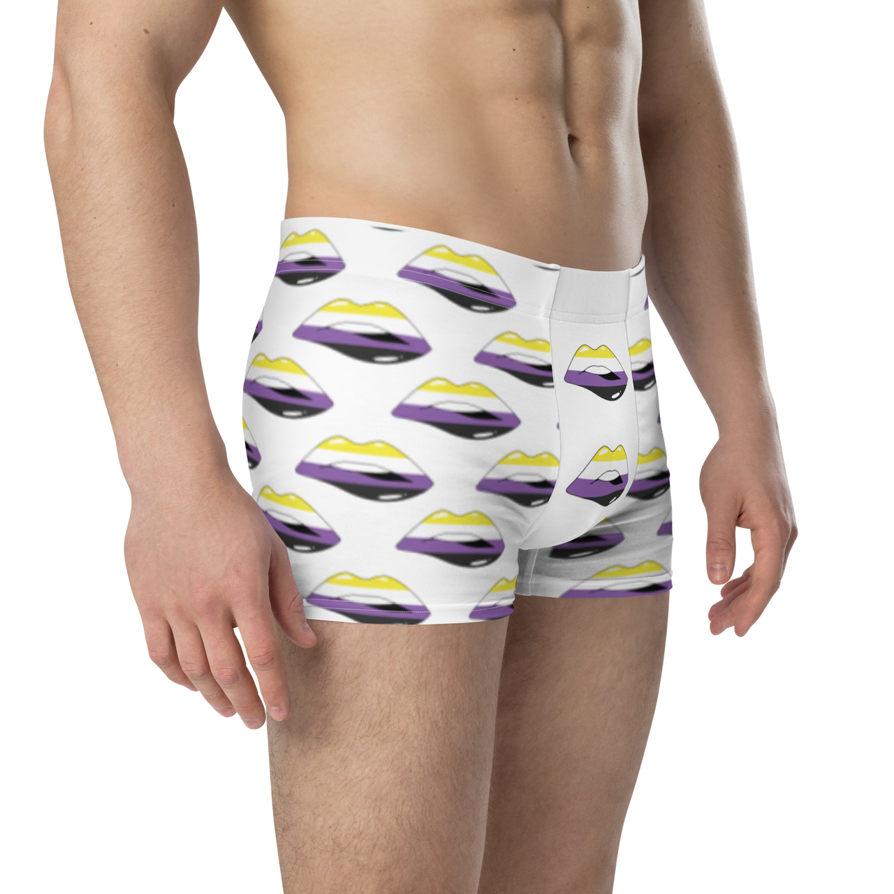 Non-Binary Flag LGBTQ Kisses Underwear for Her/Him or They/Them - White SHAVA