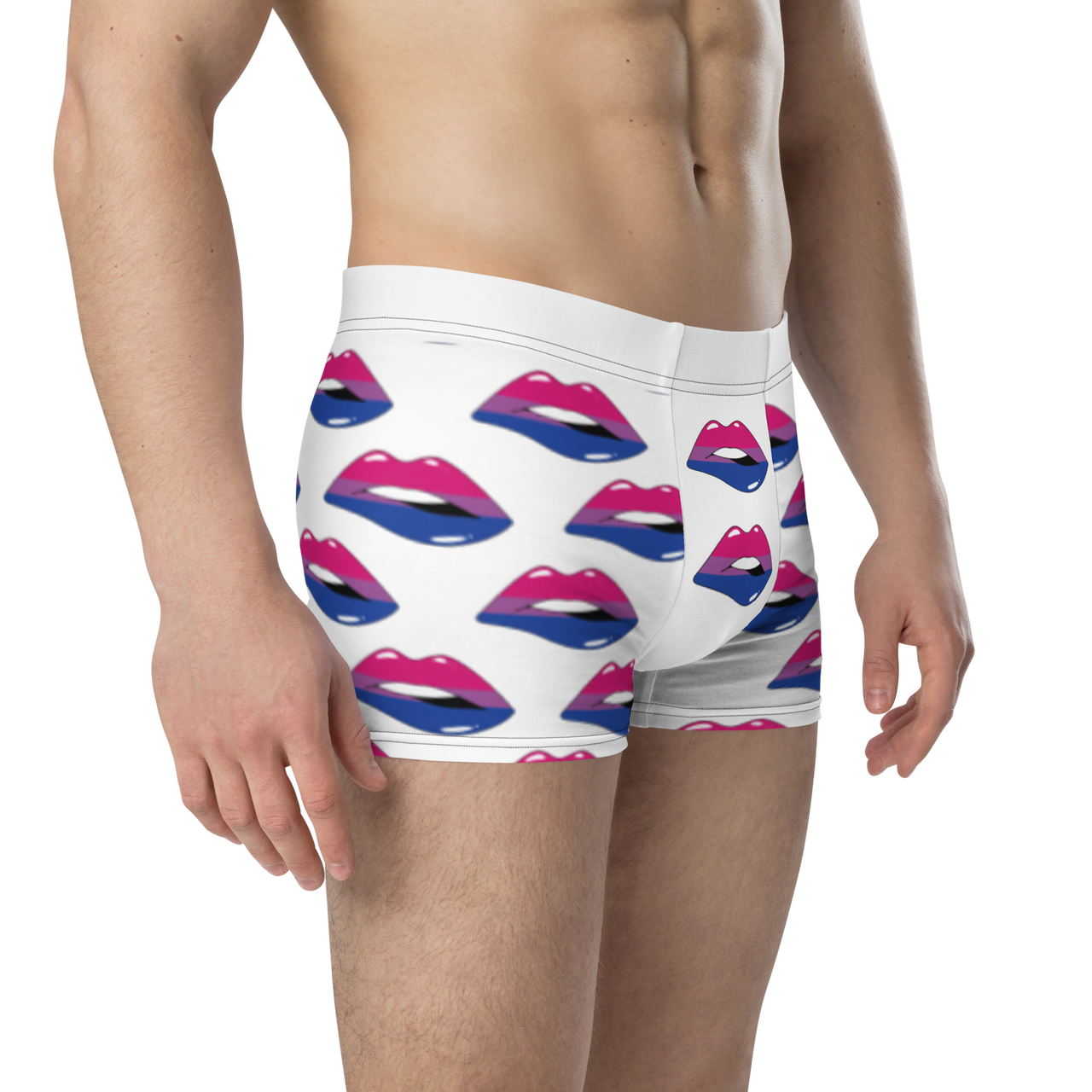 Bisexual Flag LGBTQ Kisses Underwear for Her/Him or They/Them - White SHAVA