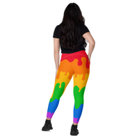 Thumbnail for Pride Flag Drip LGBTQ Pockets Leggings Women's Size SHAVA