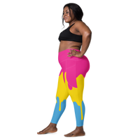 Thumbnail for Pansexual Flag Drip LGBTQ Pockets Leggings Women's Size SHAVA